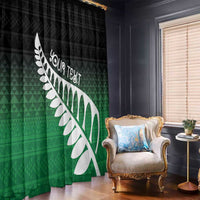 Green Silver Fern Spirit Taniko Tukutuku Personalised Window Curtain LT9 - Polynesian Pride