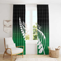 Green Silver Fern Spirit Taniko Tukutuku Personalised Window Curtain LT9 - Polynesian Pride