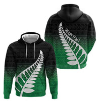 Green Silver Fern Spirit Taniko Tukutuku Personalised Zip Hoodie