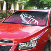 Pink Silver Fern Spirit Taniko Tukutuku Personalised Auto Sun Shade - Polynesian Pride