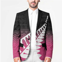 Pink Silver Fern Spirit Taniko Tukutuku Personalised Blazer - Polynesian Pride