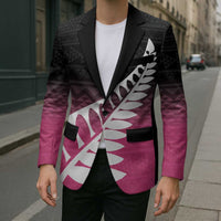 Pink Silver Fern Spirit Taniko Tukutuku Personalised Blazer - Polynesian Pride