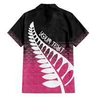 Pink Silver Fern Spirit Taniko Tukutuku Personalised Family Matching Long Sleeve Bodycon Dress and Hawaiian Shirt