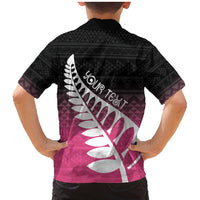 Pink Silver Fern Spirit Taniko Tukutuku Personalised Family Matching Mermaid Dress and Hawaiian Shirt