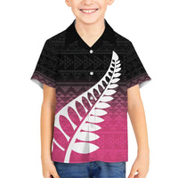 Pink Silver Fern Spirit Taniko Tukutuku Personalised Family Matching Tank Maxi Dress and Hawaiian Shirt