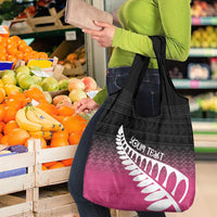 Pink Silver Fern Spirit Taniko Tukutuku Personalised Grocery Bag