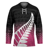 Pink Silver Fern Spirit Taniko Tukutuku Personalised Hockey Jersey LT9 Unisex Pink - Polynesian Pride