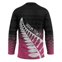 Pink Silver Fern Spirit Taniko Tukutuku Personalised Hockey Jersey LT9 - Polynesian Pride