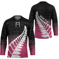 Pink Silver Fern Spirit Taniko Tukutuku Personalised Hockey Jersey - Polynesian Pride