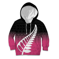 Pink Silver Fern Spirit Taniko Tukutuku Personalised Kid Hoodie