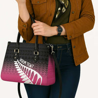 Pink Silver Fern Spirit Taniko Tukutuku Personalised Leather Bag - Polynesian Pride