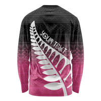 Pink Silver Fern Spirit Taniko Tukutuku Personalised Long Sleeve Shirt LT9 - Polynesian Pride