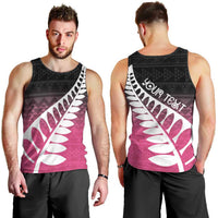 Pink Silver Fern Spirit Taniko Tukutuku Personalised Men Tank Top LT9 - Polynesian Pride