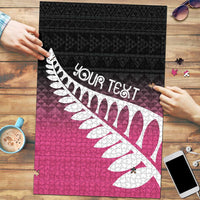 Pink Silver Fern Spirit Taniko Tukutuku Personalised Puzzle - Polynesian Pride