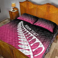 Pink Silver Fern Spirit Taniko Tukutuku Personalised Quilt Bed Set LT9 - Polynesian Pride