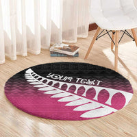 Pink Silver Fern Spirit Taniko Tukutuku Personalised Round Carpet LT9 - Polynesian Pride