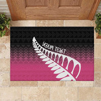 Pink Silver Fern Spirit Taniko Tukutuku Personalised Rubber Doormat LT9 Pink - Polynesian Pride