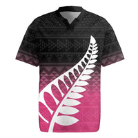 Pink Silver Fern Spirit Taniko Tukutuku Personalised Rugby Jersey LT9 Pink - Polynesian Pride