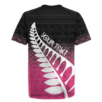 Pink Silver Fern Spirit Taniko Tukutuku Personalised Rugby Jersey LT9 - Polynesian Pride