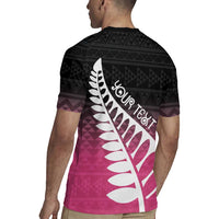 Pink Silver Fern Spirit Taniko Tukutuku Personalised Rugby Jersey LT9 - Polynesian Pride