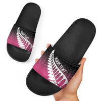 Pink Silver Fern Spirit Taniko Tukutuku Personalised Slide Sandals - Polynesian Pride