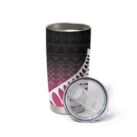 Pink Silver Fern Spirit Taniko Tukutuku Personalised Tumbler Cup LT9 - Polynesian Pride