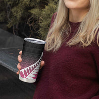 Pink Silver Fern Spirit Taniko Tukutuku Personalised Tumbler Cup LT9 - Polynesian Pride