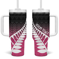 Pink Silver Fern Spirit Taniko Tukutuku Personalised Tumbler With Handle LT9 One Size: 40 oz Pink - Polynesian Pride