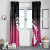 Pink Silver Fern Spirit Taniko Tukutuku Personalised Window Curtain LT9 - Polynesian Pride