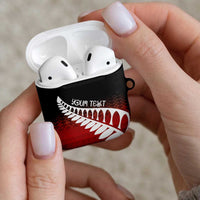 Red Silver Fern Spirit Taniko Tukutuku Personalised AirPods Case LT9 - Polynesian Pride