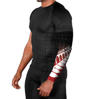 Red Silver Fern Spirit Taniko Tukutuku Personalised Arm Sleeves - Polynesian Pride