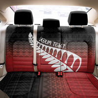 Red Silver Fern Spirit Taniko Tukutuku Personalised Back Car Seat Cover