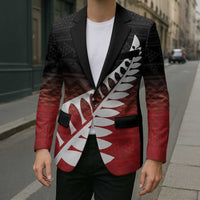 Red Silver Fern Spirit Taniko Tukutuku Personalised Blazer - Polynesian Pride