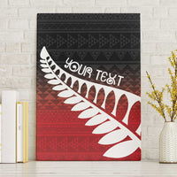 Red Silver Fern Spirit Taniko Tukutuku Personalised Canvas Wall Art LT9 Without Frame Red - Polynesian Pride