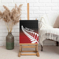 Red Silver Fern Spirit Taniko Tukutuku Personalised Canvas Wall Art LT9 - Polynesian Pride