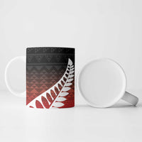 Red Silver Fern Spirit Taniko Tukutuku Personalised Ceramic Mug - Polynesian Pride