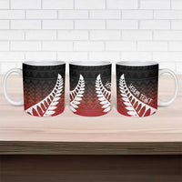 Red Silver Fern Spirit Taniko Tukutuku Personalised Ceramic Mug - Polynesian Pride
