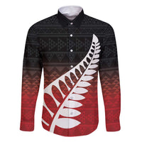 Red Silver Fern Spirit Taniko Tukutuku Personalised Family Matching Mermaid Dress and Hawaiian Shirt