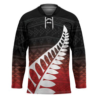 Red Silver Fern Spirit Taniko Tukutuku Personalised Hockey Jersey LT9 Unisex Red - Polynesian Pride
