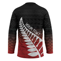 Red Silver Fern Spirit Taniko Tukutuku Personalised Hockey Jersey LT9 - Polynesian Pride