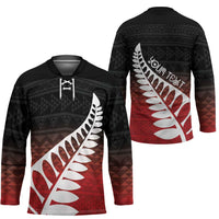 Red Silver Fern Spirit Taniko Tukutuku Personalised Hockey Jersey LT9 - Polynesian Pride