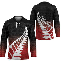 Red Silver Fern Spirit Taniko Tukutuku Personalised Hockey Jersey - Polynesian Pride