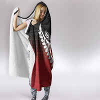 Red Silver Fern Spirit Taniko Tukutuku Personalised Hooded Blanket LT9 - Polynesian Pride