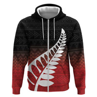 Red Silver Fern Spirit Taniko Tukutuku Personalised Hoodie