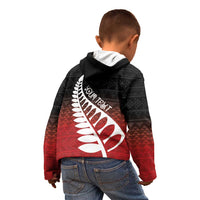 Red Silver Fern Spirit Taniko Tukutuku Personalised Kid Hoodie