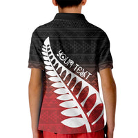Red Silver Fern Spirit Taniko Tukutuku Personalised Kid Polo Shirt
