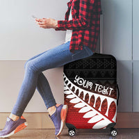 Red Silver Fern Spirit Taniko Tukutuku Personalised Luggage Cover