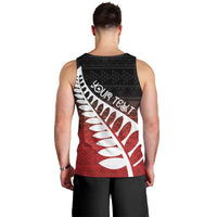 Red Silver Fern Spirit Taniko Tukutuku Personalised Men Tank Top LT9 - Polynesian Pride