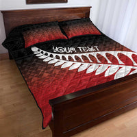 Red Silver Fern Spirit Taniko Tukutuku Personalised Quilt Bed Set LT9 - Polynesian Pride