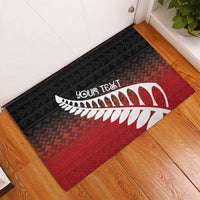 Red Silver Fern Spirit Taniko Tukutuku Personalised Rubber Doormat LT9 - Polynesian Pride